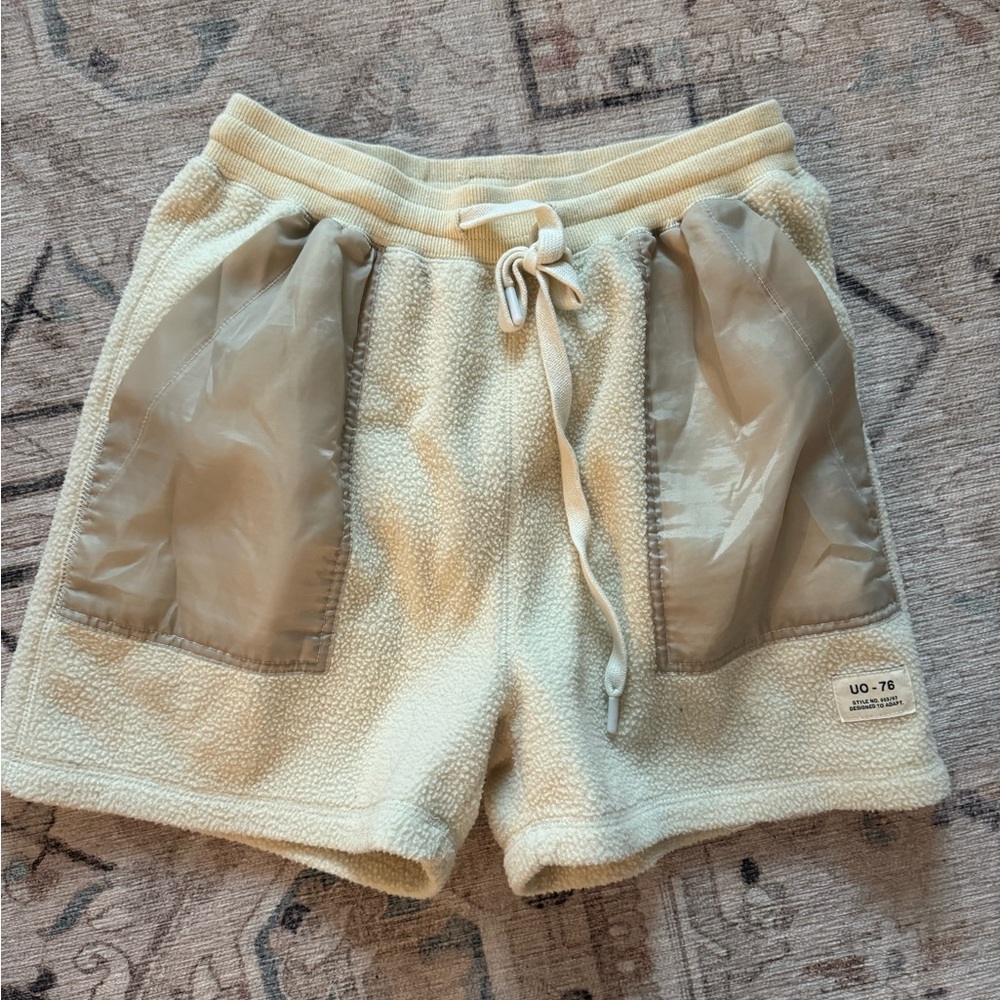 Urban Outfitters Cream Fleece Drawstring Shorts